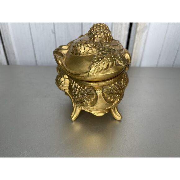 Antique Victorian Art Nouveau Jewelry Box Casket Gold/Spelter Pinecone - Picture 3 of 8